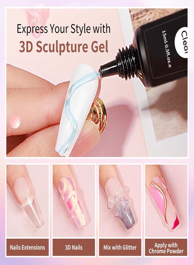 MAGIC ARMOR 15g 3D Nail Gel Sculpting Gel Nail Art Glue for Nail Art Designs DIY Nail Craving Molding Gel for 3D Gel Nail Art Polish Painting Drawing Gel Sculpture Gel Nail Decoration Manicure Clear - Image 4